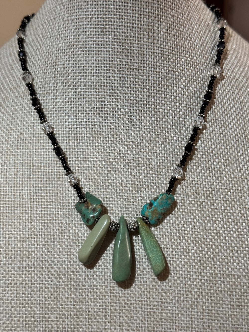 Turquoise Gemstone Drop Handmade Artisan Necklace